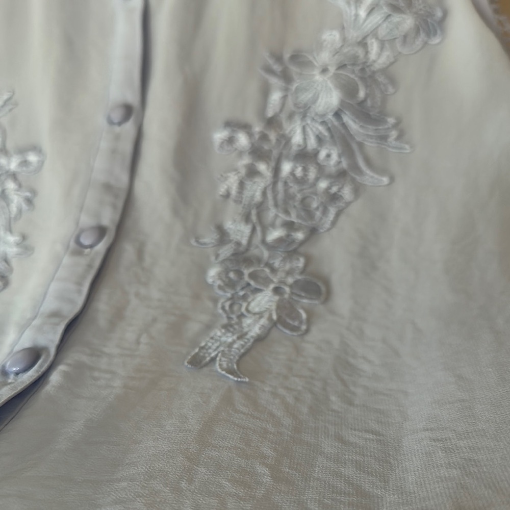 REITMANS | Vintage Embroidered Sleeveless Blue Button Up Sheer Blouse Top - Picture 5 of 12